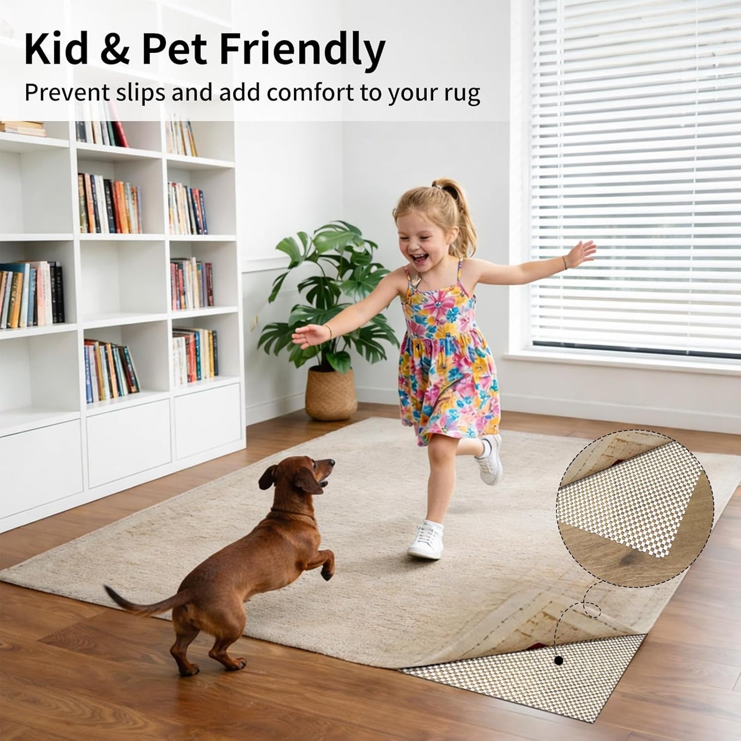 Non Slip Rug Pad Gripper 2 x 3 Feet Extra Thick Carpet Pads, Anti Carpet Rug Mats for Area Rugs and Hardwood Floors, Keep Area Rugs Safe and in Place