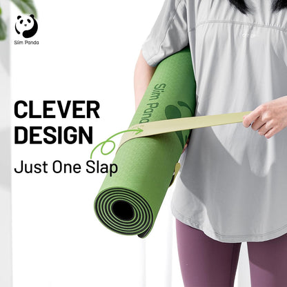 Slim Panda Yoga Mat Strap Slap Band, One Snap Keeps Mats Tightly Rolled, Heavy-Duty Clasp Fits Most Size Mats(24" L X 2" W)