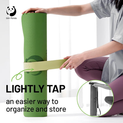 Slim Panda Yoga Mat Strap Slap Band, One Snap Keeps Mats Tightly Rolled, Heavy-Duty Clasp Fits Most Size Mats(24" L X 2" W)