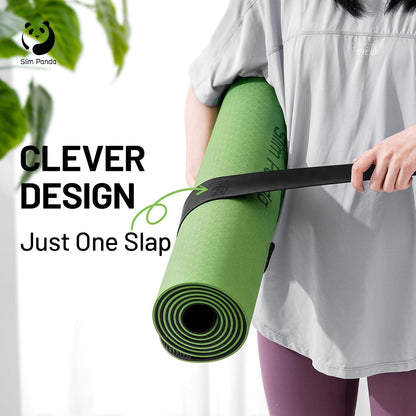 Slim Panda Yoga Mat Strap Slap Band, One Snap Keeps Mats Tightly Rolled, Heavy-Duty Clasp Fits Most Size Mats(24" L X 2" W)
