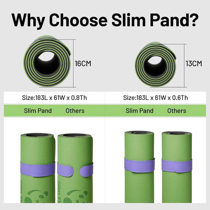 Slim Panda Yoga Mat Strap Slap Band, One Snap Keeps Mats Tightly Rolled, Heavy-Duty Clasp Fits Most Size Mats(24" L X 2" W)