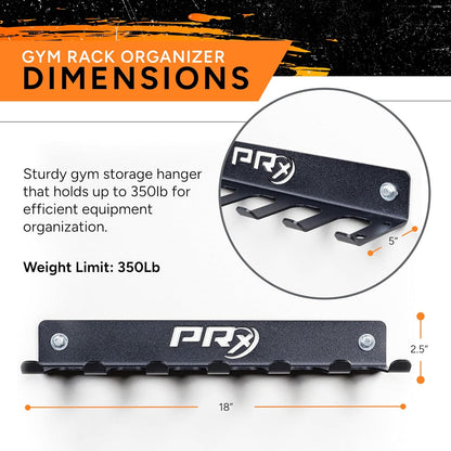 Wall-Mounted Gym Rack Organizer – Heavy-Duty Fitness Equipment Storage for Resistance Bands, Jump Ropes & Lifting Belts– Space-Saving 7 Hook Shelf, Made in USA – Compact Design - Black