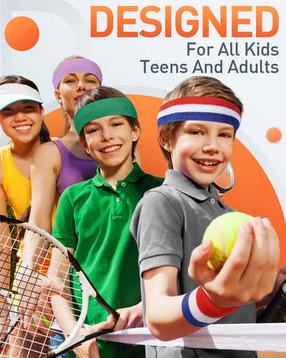 Sweatbands Sport Headbands for Men & Women,Terry Cloth Sweat Band for Tennis, Running, Basketball, Working Out, Exercise- Athletic Sweat Cotton Headband Outdoor