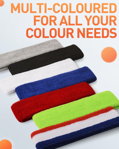 Sweatbands Sport Headbands for Men & Women,Terry Cloth Sweat Band for Tennis, Running, Basketball, Working Out, Exercise- Athletic Sweat Cotton Headband Outdoor