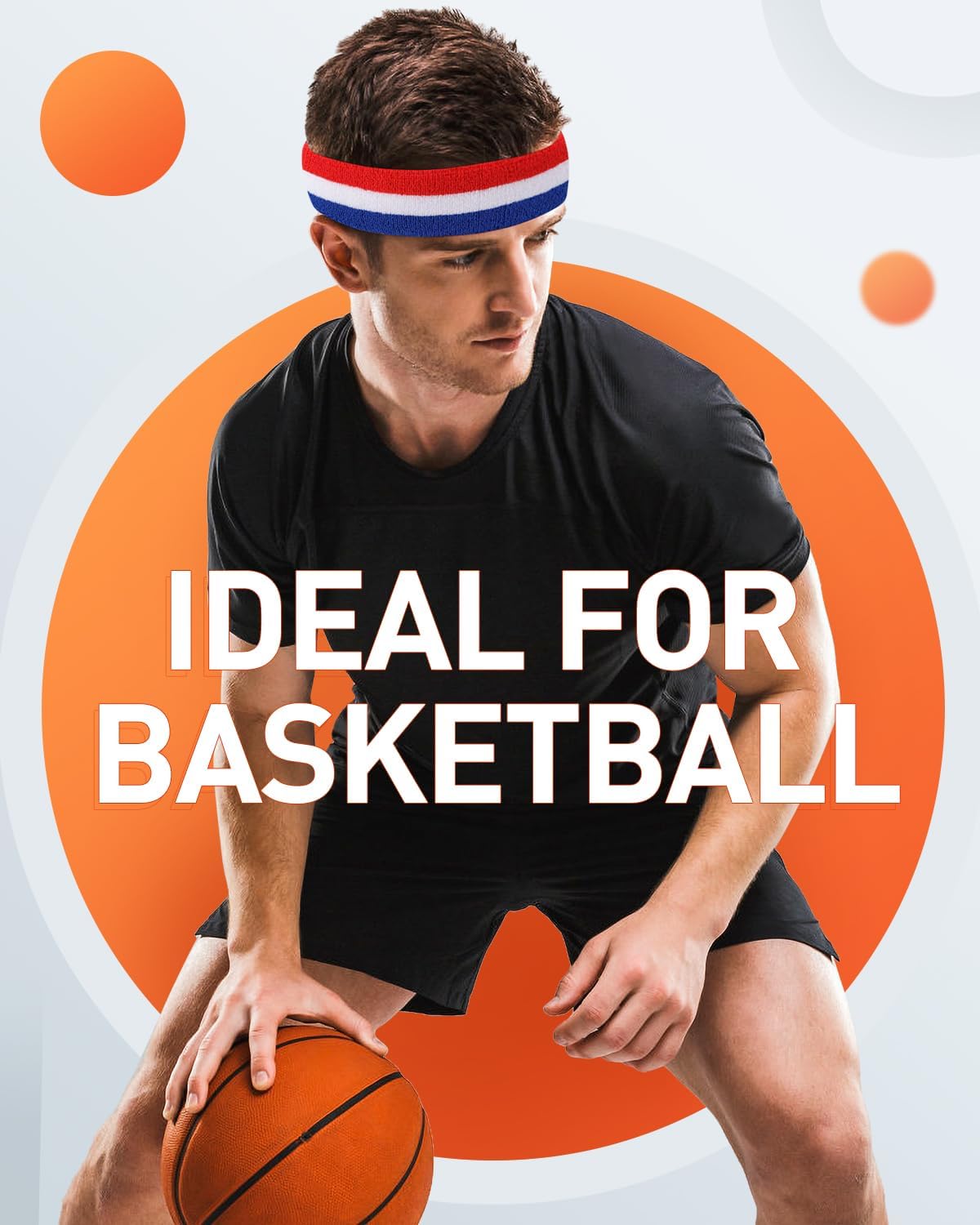 Sweatbands Sport Headbands for Men & Women,Terry Cloth Sweat Band for Tennis, Running, Basketball, Working Out, Exercise- Athletic Sweat Cotton Headband Outdoor