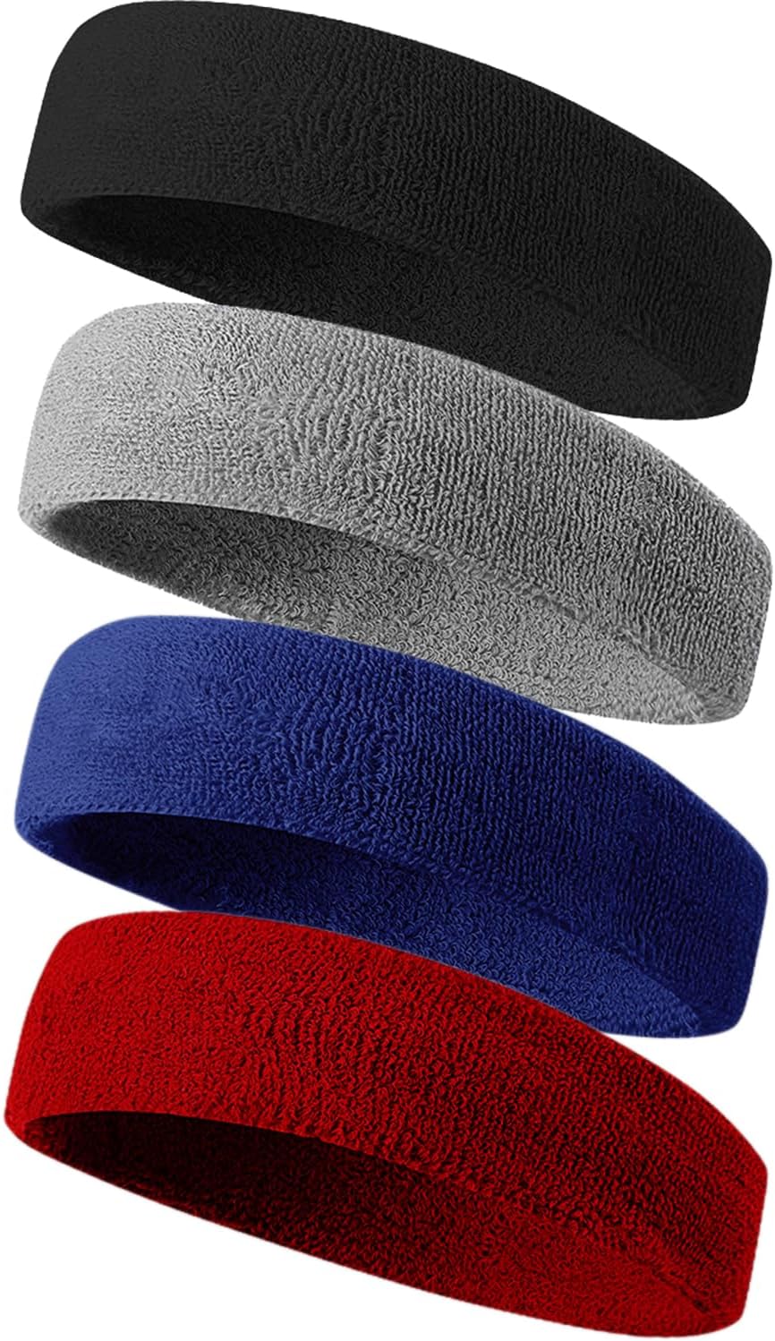 Sweatbands Sport Headbands for Men & Women,Terry Cloth Sweat Band for Tennis, Running, Basketball, Working Out, Exercise- Athletic Sweat Cotton Headband Outdoor