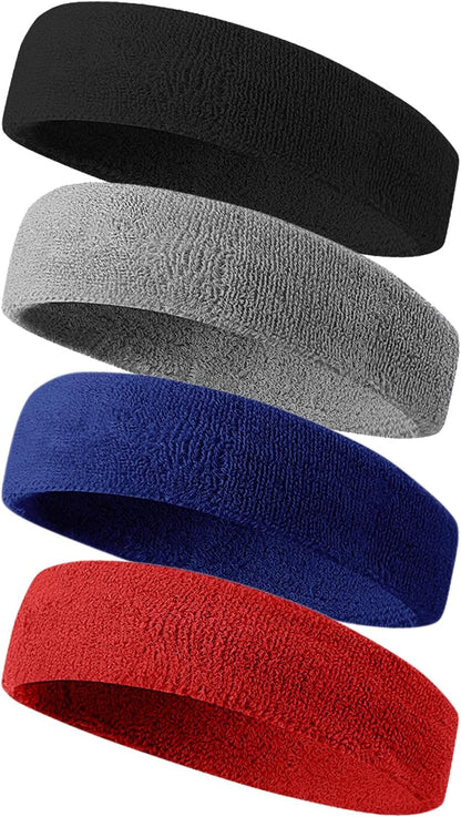 Sweatbands Sport Headbands for Men & Women,Terry Cloth Sweat Band for Tennis, Running, Basketball, Working Out, Exercise- Athletic Sweat Cotton Headband Outdoor
