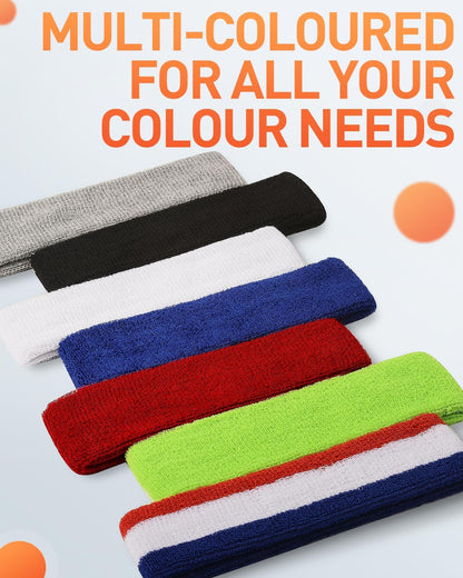 Sweatbands Sport Headbands for Men & Women,Terry Cloth Sweat Band for Tennis, Running, Basketball, Working Out, Exercise- Athletic Sweat Cotton Headband Outdoor