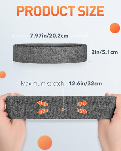 Sweatbands Sport Headbands for Men & Women,Terry Cloth Sweat Band for Tennis, Running, Basketball, Working Out, Exercise- Athletic Sweat Cotton Headband Outdoor