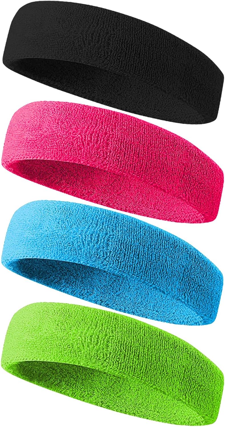 Sweatbands Sport Headbands for Men & Women,Terry Cloth Sweat Band for Tennis, Running, Basketball, Working Out, Exercise- Athletic Sweat Cotton Headband Outdoor
