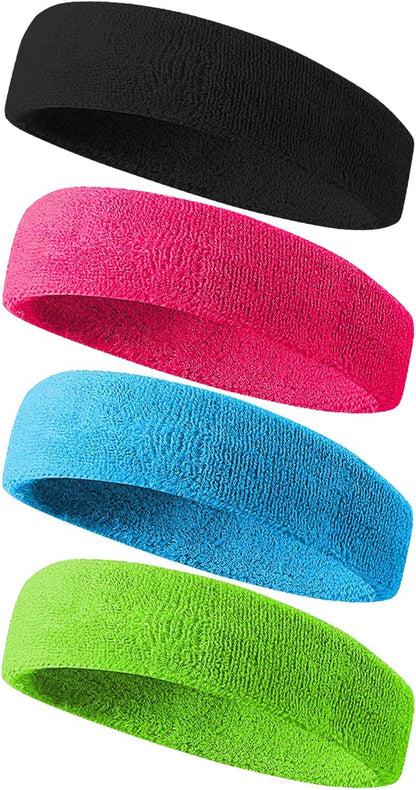 Sweatbands Sport Headbands for Men & Women,Terry Cloth Sweat Band for Tennis, Running, Basketball, Working Out, Exercise- Athletic Sweat Cotton Headband Outdoor