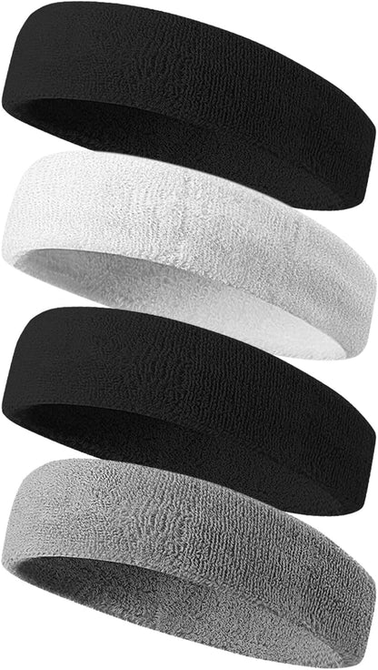 Sweatbands Sport Headbands for Men & Women,Terry Cloth Sweat Band for Tennis, Running, Basketball, Working Out, Exercise- Athletic Sweat Cotton Headband Outdoor