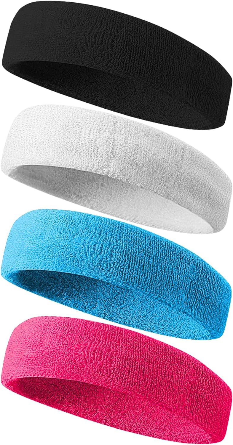 Sweatbands Sport Headbands for Men & Women,Terry Cloth Sweat Band for Tennis, Running, Basketball, Working Out, Exercise- Athletic Sweat Cotton Headband Outdoor