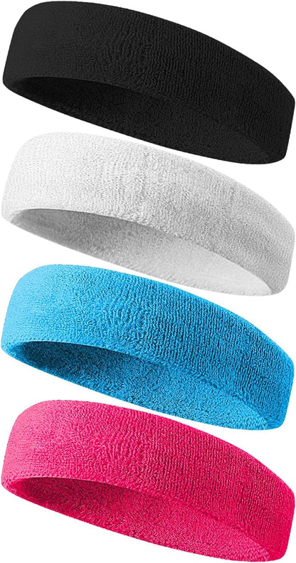 Sweatbands Sport Headbands for Men & Women,Terry Cloth Sweat Band for Tennis, Running, Basketball, Working Out, Exercise- Athletic Sweat Cotton Headband Outdoor