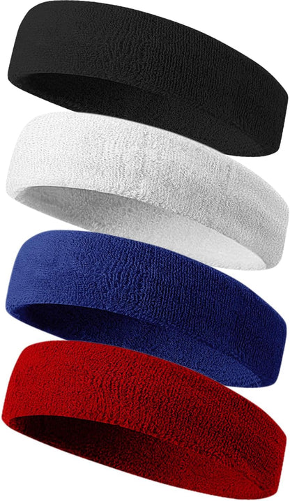 Sweatbands Sport Headbands for Men & Women,Terry Cloth Sweat Band for Tennis, Running, Basketball, Working Out, Exercise- Athletic Sweat Cotton Headband Outdoor