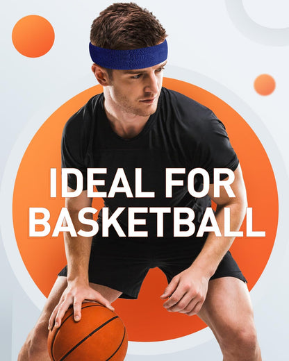 Sweatbands Sport Headbands for Men & Women,Terry Cloth Sweat Band for Tennis, Running, Basketball, Working Out, Exercise- Athletic Sweat Cotton Headband Outdoor