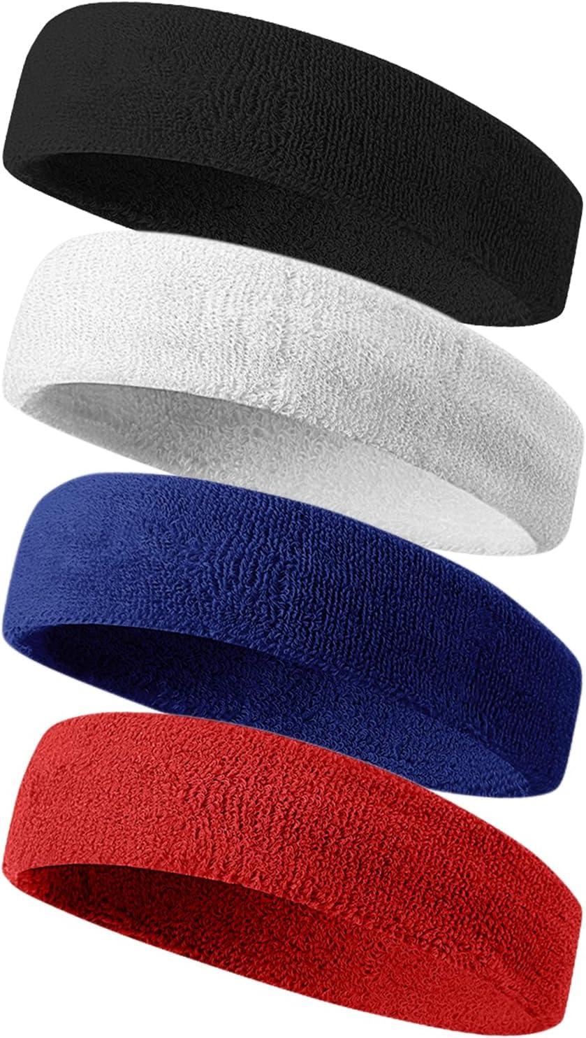 Sweatbands Sport Headbands for Men & Women,Terry Cloth Sweat Band for Tennis, Running, Basketball, Working Out, Exercise- Athletic Sweat Cotton Headband Outdoor