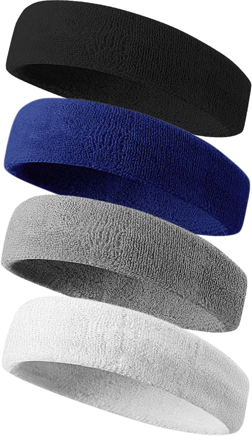 Sweatbands Sport Headbands for Men & Women,Terry Cloth Sweat Band for Tennis, Running, Basketball, Working Out, Exercise- Athletic Sweat Cotton Headband Outdoor