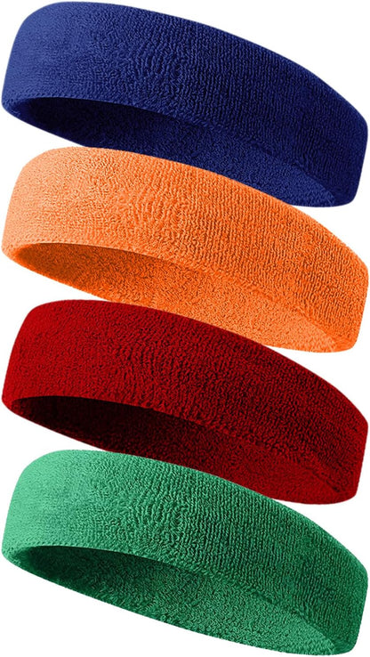 Sweatbands Sport Headbands for Men & Women,Terry Cloth Sweat Band for Tennis, Running, Basketball, Working Out, Exercise- Athletic Sweat Cotton Headband Outdoor