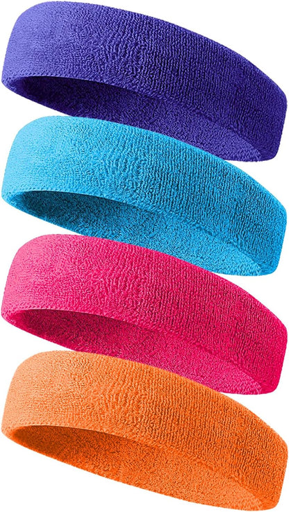 Sweatbands Sport Headbands for Men & Women,Terry Cloth Sweat Band for Tennis, Running, Basketball, Working Out, Exercise- Athletic Sweat Cotton Headband Outdoor