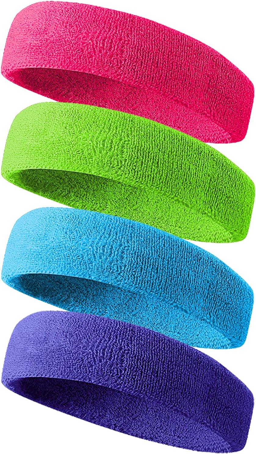 Sweatbands Sport Headbands for Men & Women,Terry Cloth Sweat Band for Tennis, Running, Basketball, Working Out, Exercise- Athletic Sweat Cotton Headband Outdoor