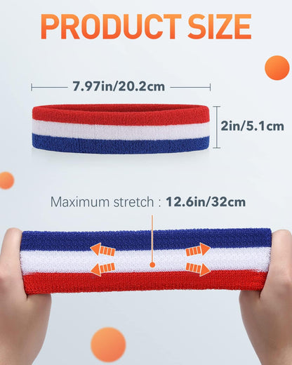 Sweatbands Sport Headbands for Men & Women,Terry Cloth Sweat Band for Tennis, Running, Basketball, Working Out, Exercise- Athletic Sweat Cotton Headband Outdoor