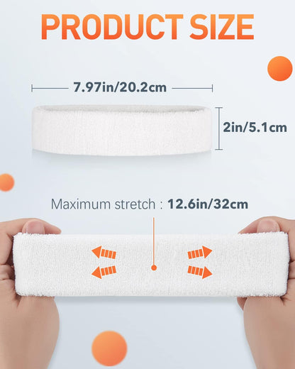 Sweatbands Sport Headbands for Men & Women,Terry Cloth Sweat Band for Tennis, Running, Basketball, Working Out, Exercise- Athletic Sweat Cotton Headband Outdoor