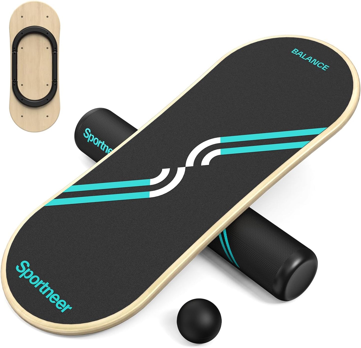 Balance Board 7 Modes Wobble Board with Adjustable Stoppers Exercise Balancing Stability Trainer for Improve Balance, Surf Trainer & Physical Therapy - Roller and 2.8'' Ball Included