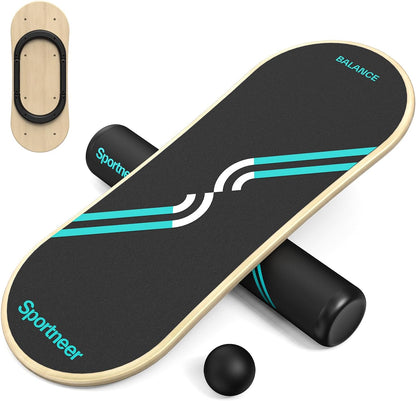 Balance Board 7 Modes Wobble Board with Adjustable Stoppers Exercise Balancing Stability Trainer for Improve Balance, Surf Trainer & Physical Therapy - Roller and 2.8'' Ball Included