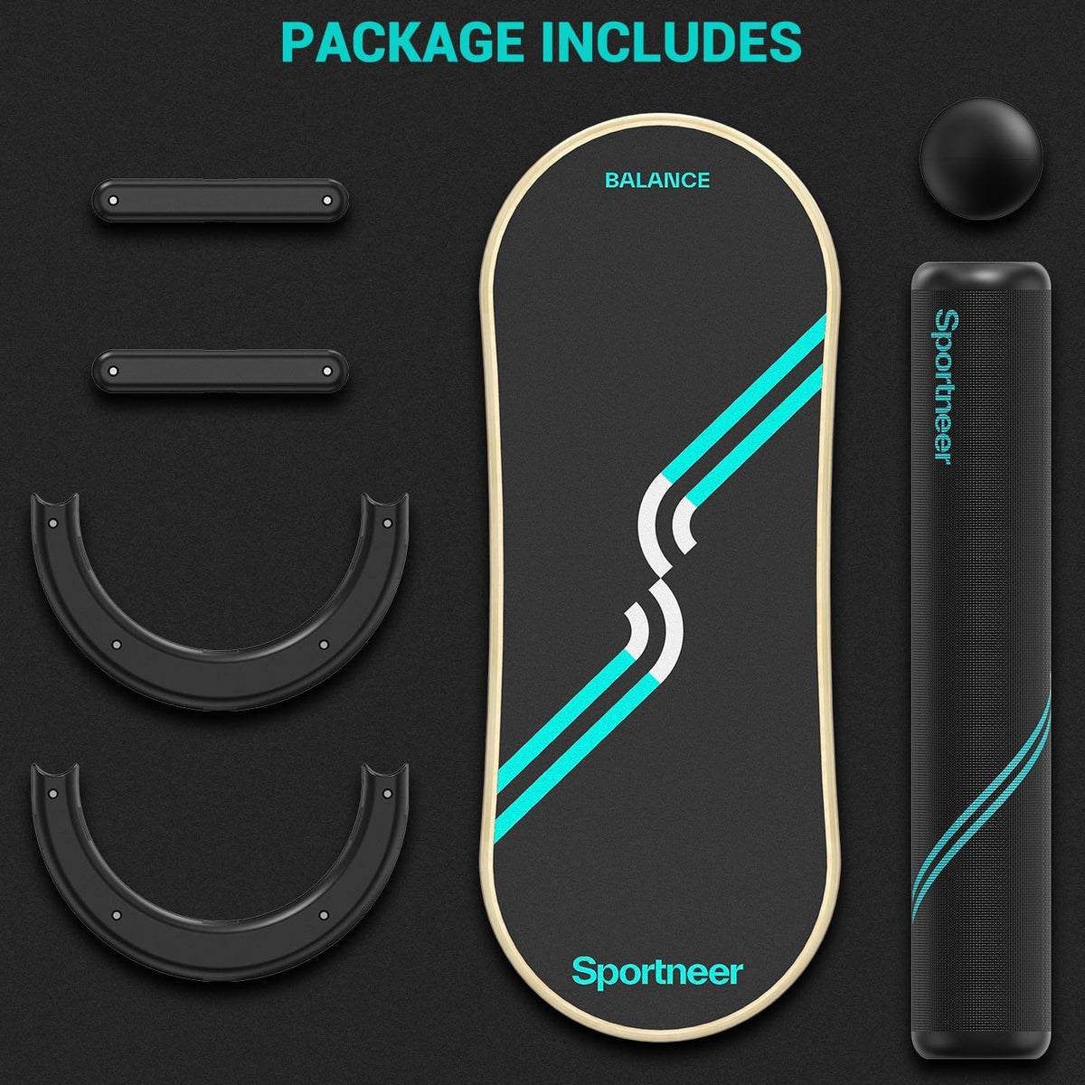 Balance Board 7 Modes Wobble Board with Adjustable Stoppers Exercise Balancing Stability Trainer for Improve Balance, Surf Trainer & Physical Therapy - Roller and 2.8'' Ball Included