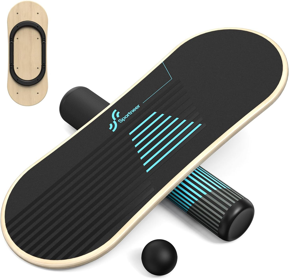 Balance Board 7 Modes Wobble Board with Adjustable Stoppers Exercise Balancing Stability Trainer for Improve Balance, Surf Trainer & Physical Therapy - Roller and 2.8'' Ball Included