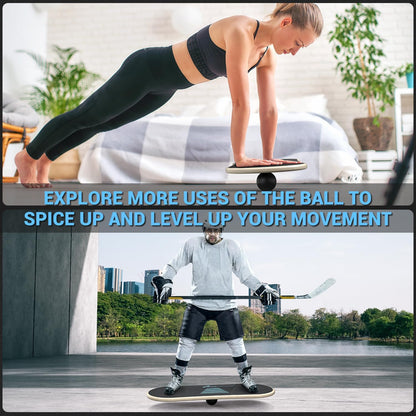 Balance Board 7 Modes Wobble Board with Adjustable Stoppers Exercise Balancing Stability Trainer for Improve Balance, Surf Trainer & Physical Therapy - Roller and 2.8'' Ball Included