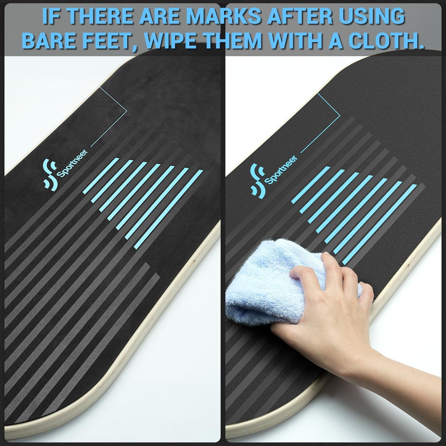 Balance Board 7 Modes Wobble Board with Adjustable Stoppers Exercise Balancing Stability Trainer for Improve Balance, Surf Trainer & Physical Therapy - Roller and 2.8'' Ball Included