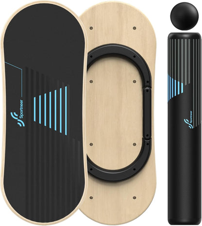 Balance Board 7 Modes Wobble Board with Adjustable Stoppers Exercise Balancing Stability Trainer for Improve Balance, Surf Trainer & Physical Therapy - Roller and 2.8'' Ball Included
