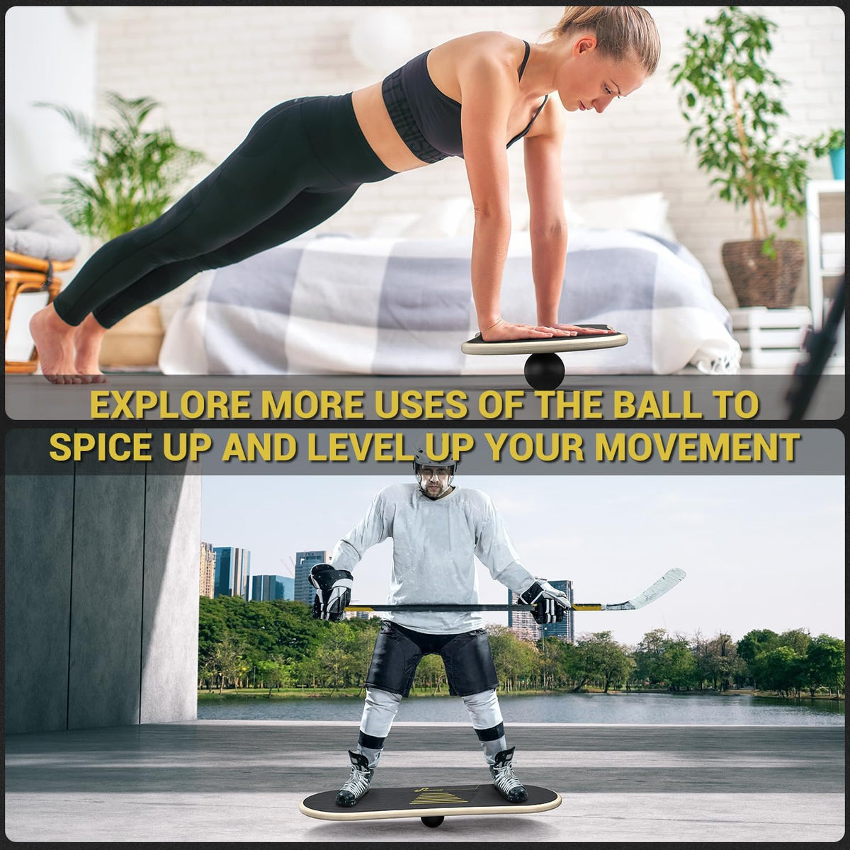 Balance Board 7 Modes Wobble Board with Adjustable Stoppers Exercise Balancing Stability Trainer for Improve Balance, Surf Trainer & Physical Therapy - Roller and 2.8'' Ball Included