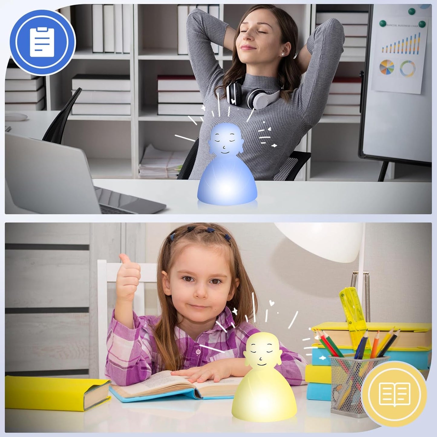 Breathing lamp Guided,3 Color 478s,Visual Meditation Light for Stress Relief