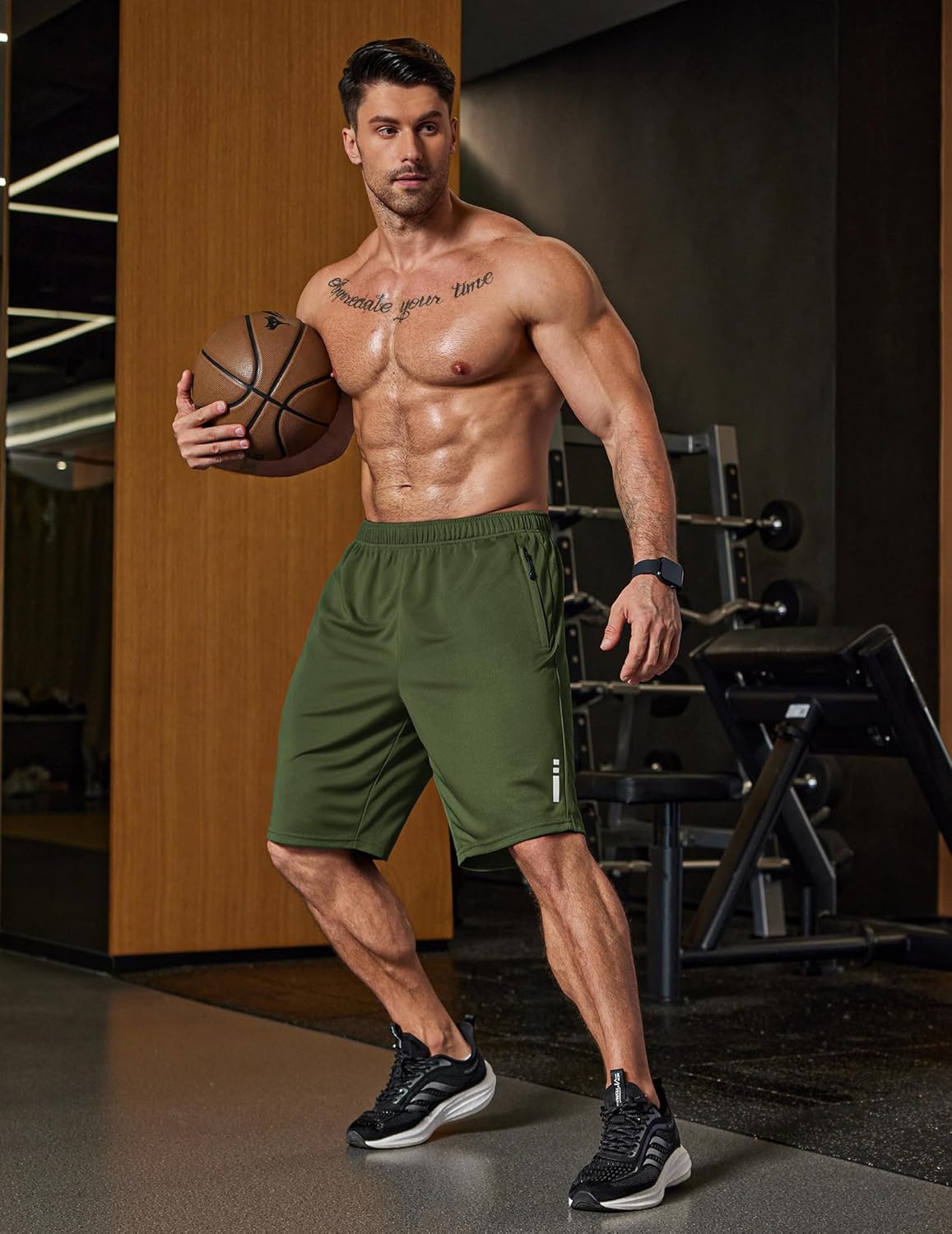 Mens Athletic Running Shorts 7"/ 9" Lightweight Quick Dry Drawstring Mesh Gym Shorts with Zipper Pockets