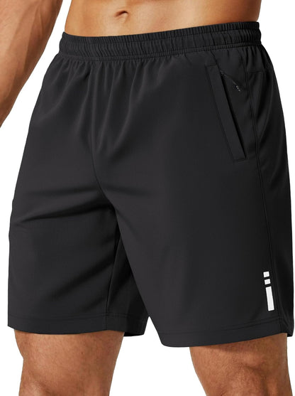 Mens Athletic Running Shorts 7"/ 9" Lightweight Quick Dry Drawstring Mesh Gym Shorts with Zipper Pockets