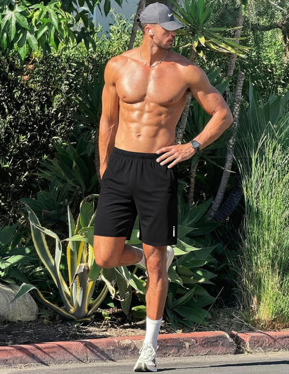 Mens Athletic Running Shorts 7"/ 9" Lightweight Quick Dry Drawstring Mesh Gym Shorts with Zipper Pockets