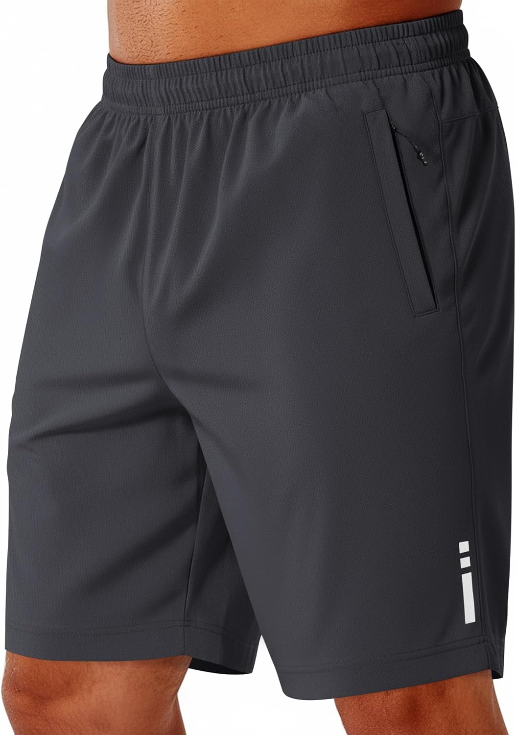 Mens Athletic Running Shorts 7"/ 9" Lightweight Quick Dry Drawstring Mesh Gym Shorts with Zipper Pockets