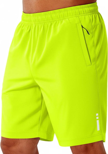 Mens Athletic Running Shorts 7"/ 9" Lightweight Quick Dry Drawstring Mesh Gym Shorts with Zipper Pockets