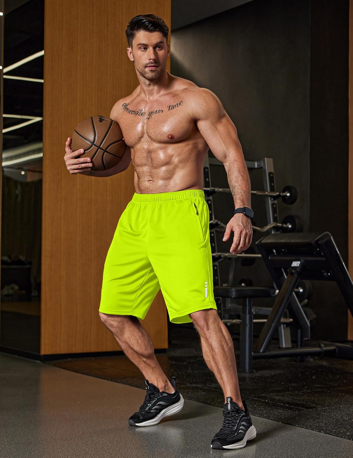 Mens Athletic Running Shorts 7"/ 9" Lightweight Quick Dry Drawstring Mesh Gym Shorts with Zipper Pockets
