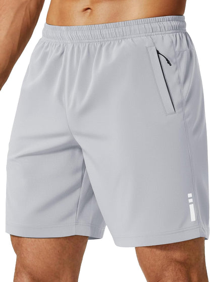 Mens Athletic Running Shorts 7"/ 9" Lightweight Quick Dry Drawstring Mesh Gym Shorts with Zipper Pockets
