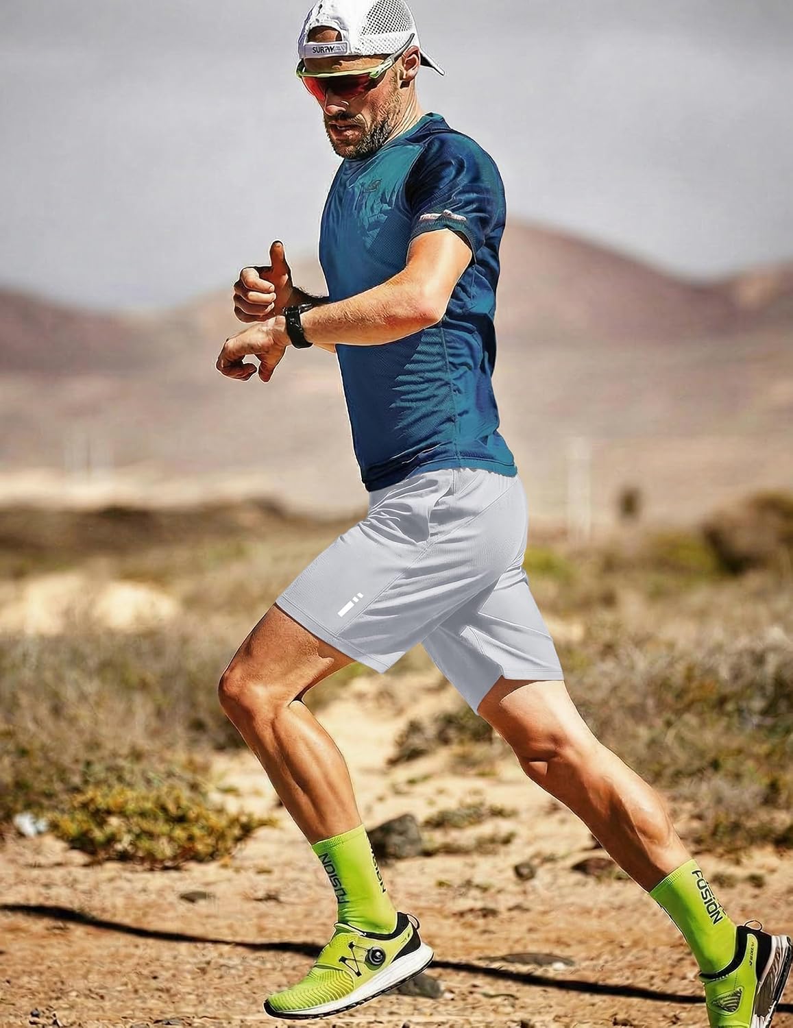 Mens Athletic Running Shorts 7"/ 9" Lightweight Quick Dry Drawstring Mesh Gym Shorts with Zipper Pockets