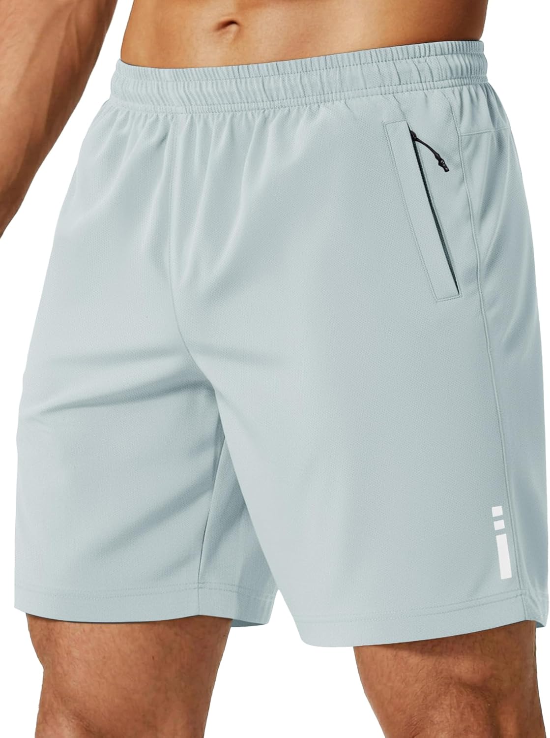 Mens Athletic Running Shorts 7"/ 9" Lightweight Quick Dry Drawstring Mesh Gym Shorts with Zipper Pockets