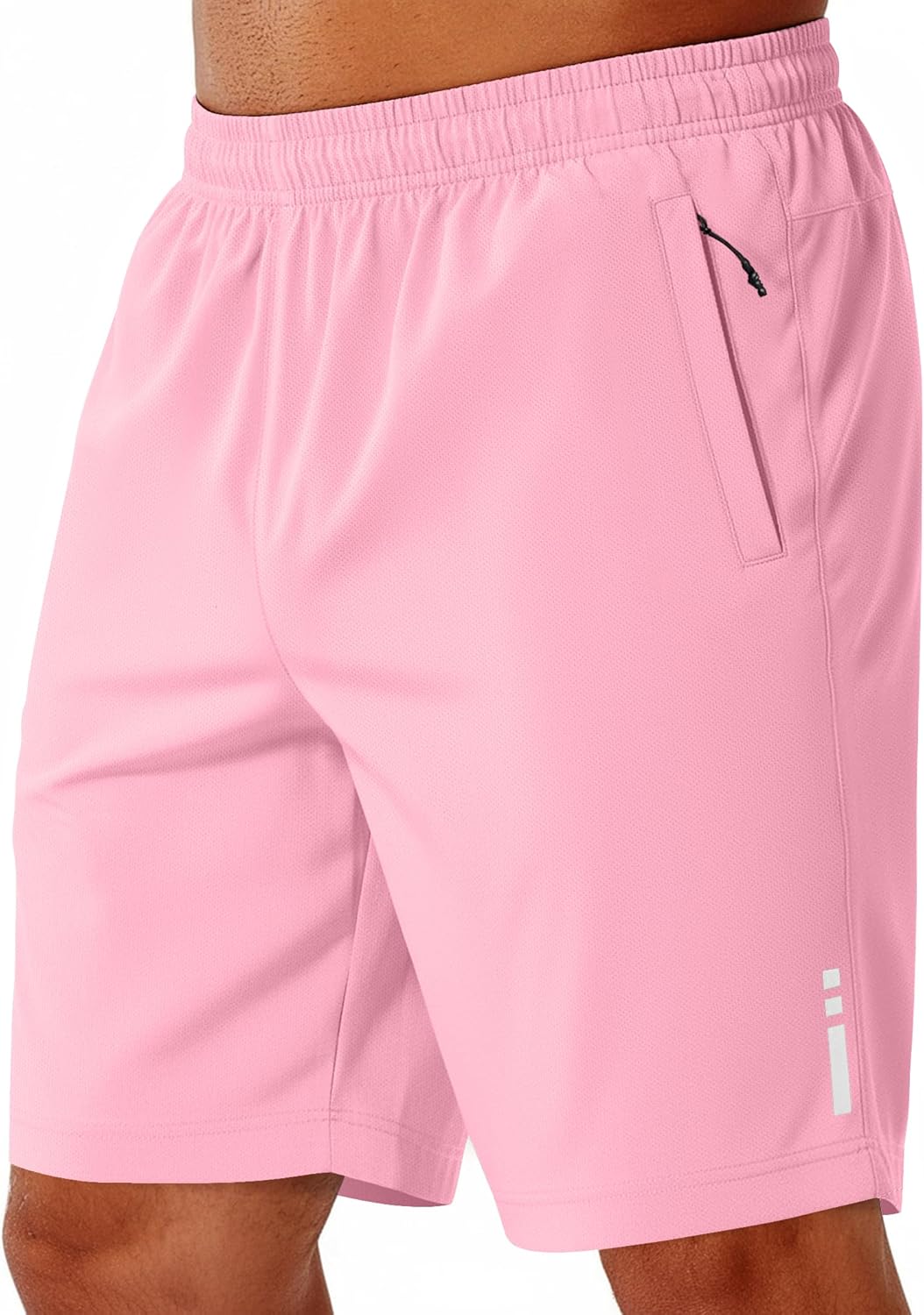 Mens Athletic Running Shorts 7"/ 9" Lightweight Quick Dry Drawstring Mesh Gym Shorts with Zipper Pockets