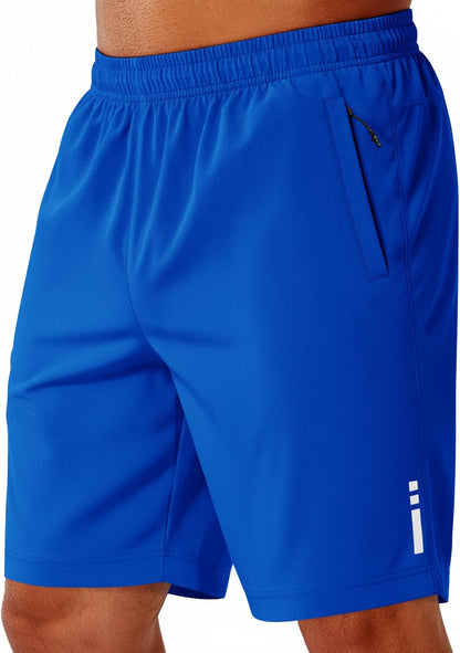 Mens Athletic Running Shorts 7"/ 9" Lightweight Quick Dry Drawstring Mesh Gym Shorts with Zipper Pockets