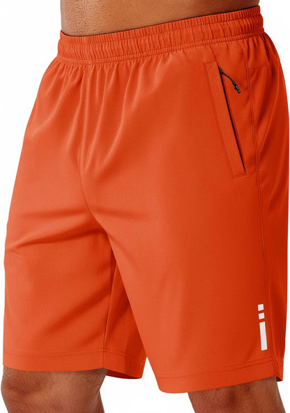 Mens Athletic Running Shorts 7"/ 9" Lightweight Quick Dry Drawstring Mesh Gym Shorts with Zipper Pockets