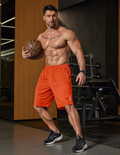 Mens Athletic Running Shorts 7"/ 9" Lightweight Quick Dry Drawstring Mesh Gym Shorts with Zipper Pockets