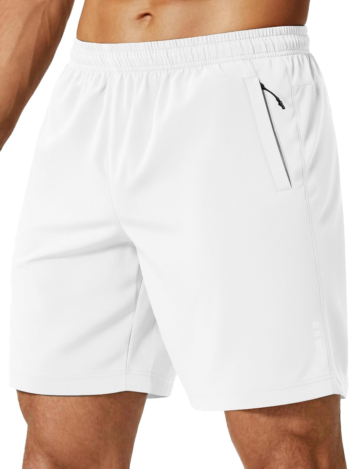 Mens Athletic Running Shorts 7"/ 9" Lightweight Quick Dry Drawstring Mesh Gym Shorts with Zipper Pockets